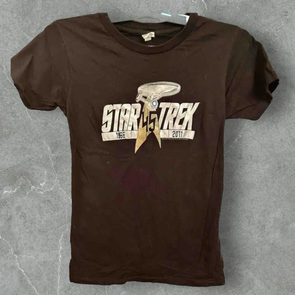 Star Trek 45 Anniversary Shirt. CBS Studios 2010 Juniors Small black sci fi